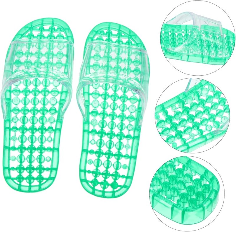 Crystal Massaging Hollowed Shower Slippers Quick Drying Non Slip Green Size 11 For Men And Women - Image 5